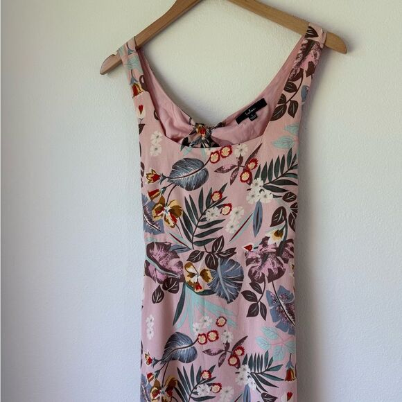 Lulus Island Sun Blush Pink Tropical Print Tie-Back Midi Dress - Small - Picture 6 of 8